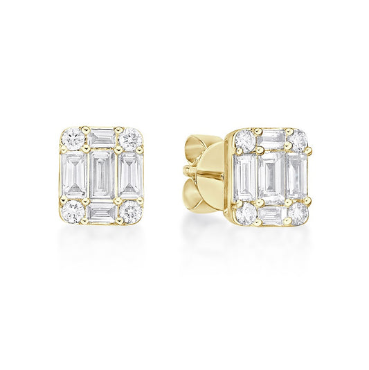 Baguette and Round Brilliant Cut Diamond Earrings image 0