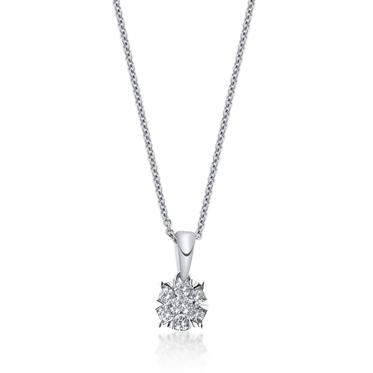 9k 0.20 Carat Diamond Cluster Pendant image 0