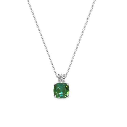 Green Tourmaline and Round Brilliant Cut Diamond Pendant image 0
