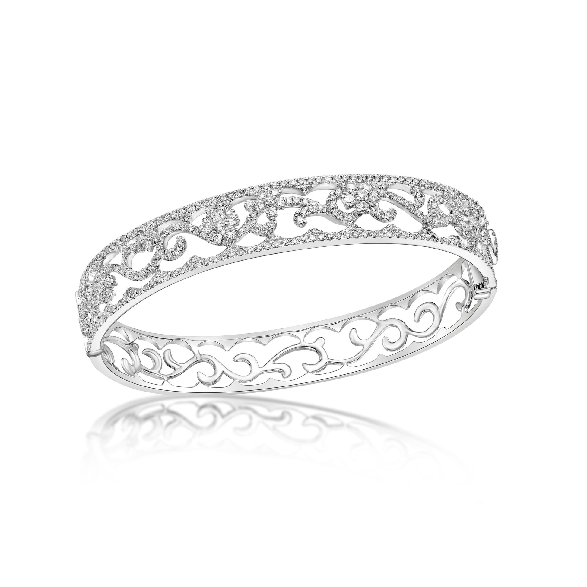 Round Brilliant Cut Filigree Bangle image 0