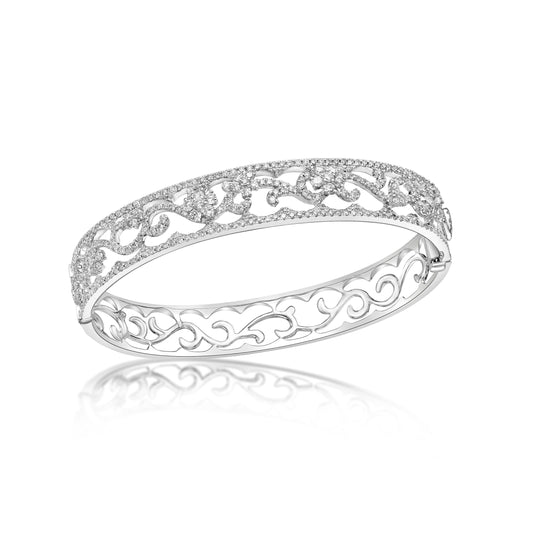 Round Brilliant Cut Filigree Bangle image 0