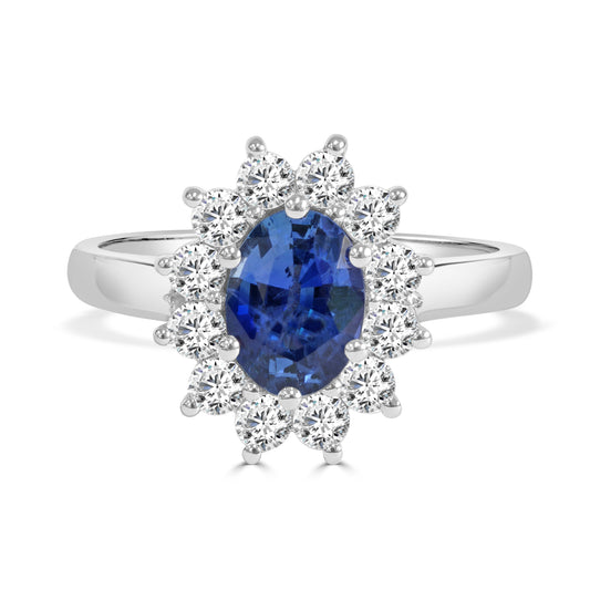 Ceylon Sapphire and Round Brilliant Cut Diamond Ring image 0