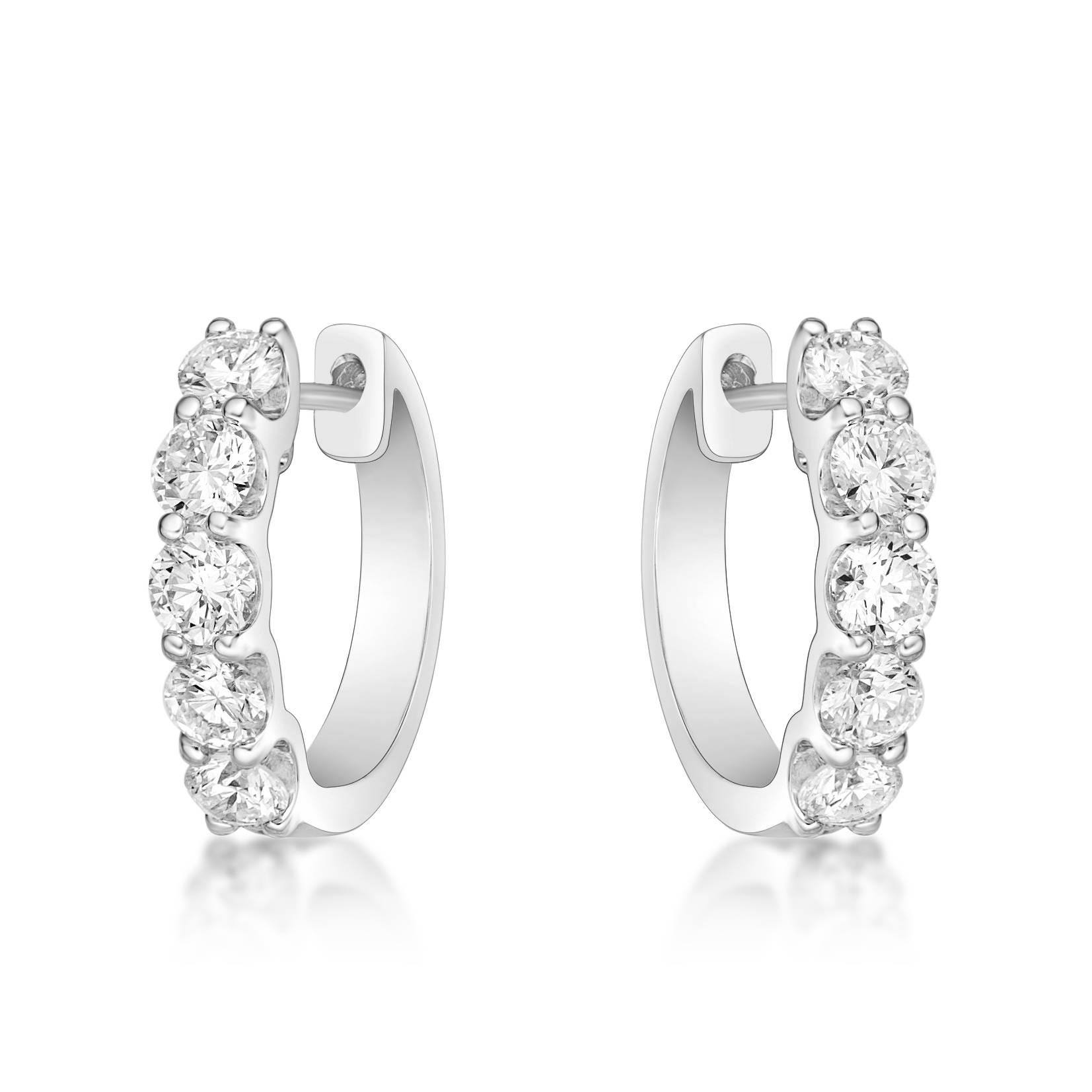 18k 2 Ct Claw Set Diamond Huggies image 0