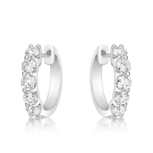 18k 2 Ct Claw Set Diamond Huggies image 0