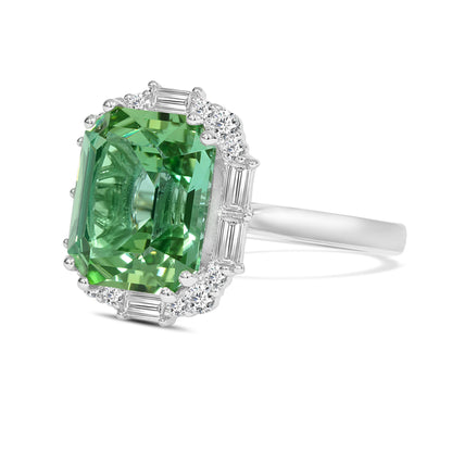 Green Tourmaline and Diamond Dress Ring image 1