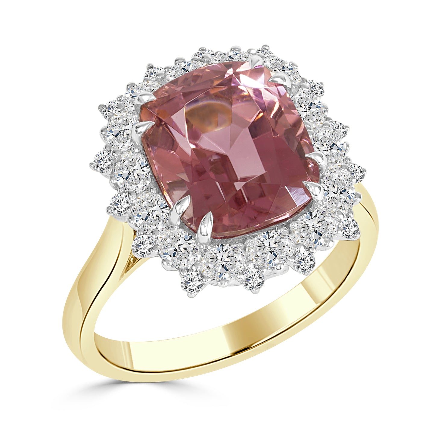 Pink Tourmaline and Diamond Halo Dress Ring image 1