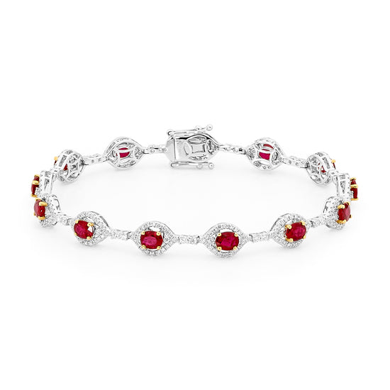 Ruby and Round Brilliant Cut Diamond Bracelet image 0