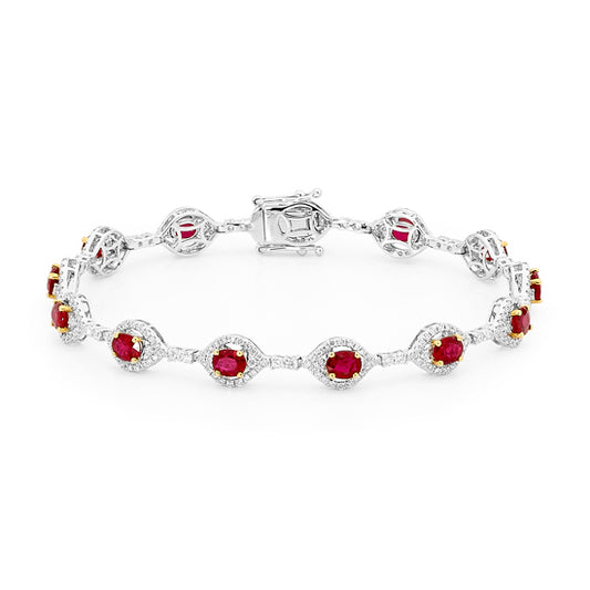 Ruby and Round Brilliant Cut Diamond Bracelet image 0