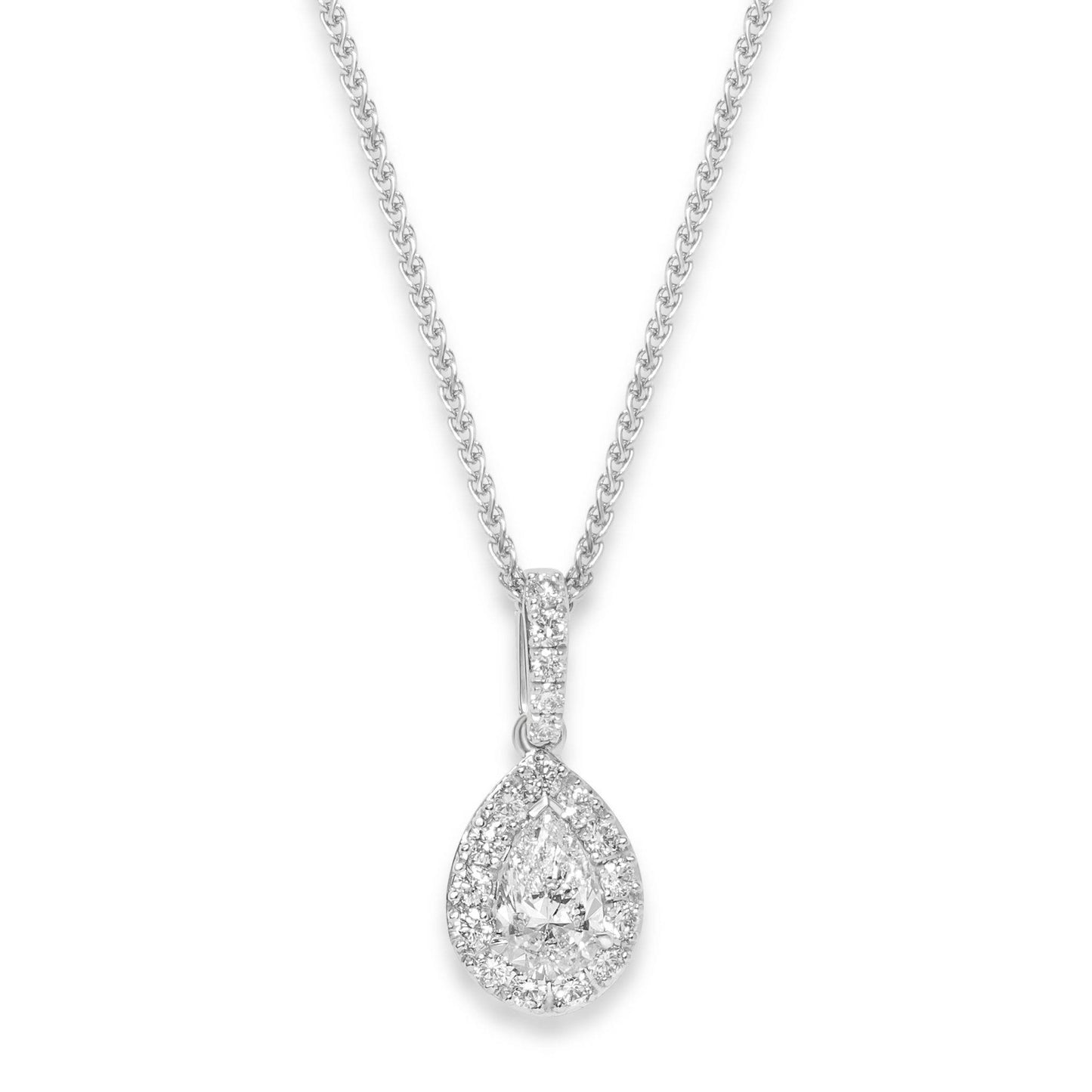 18K Pear Halo Diamond Pendant image 0