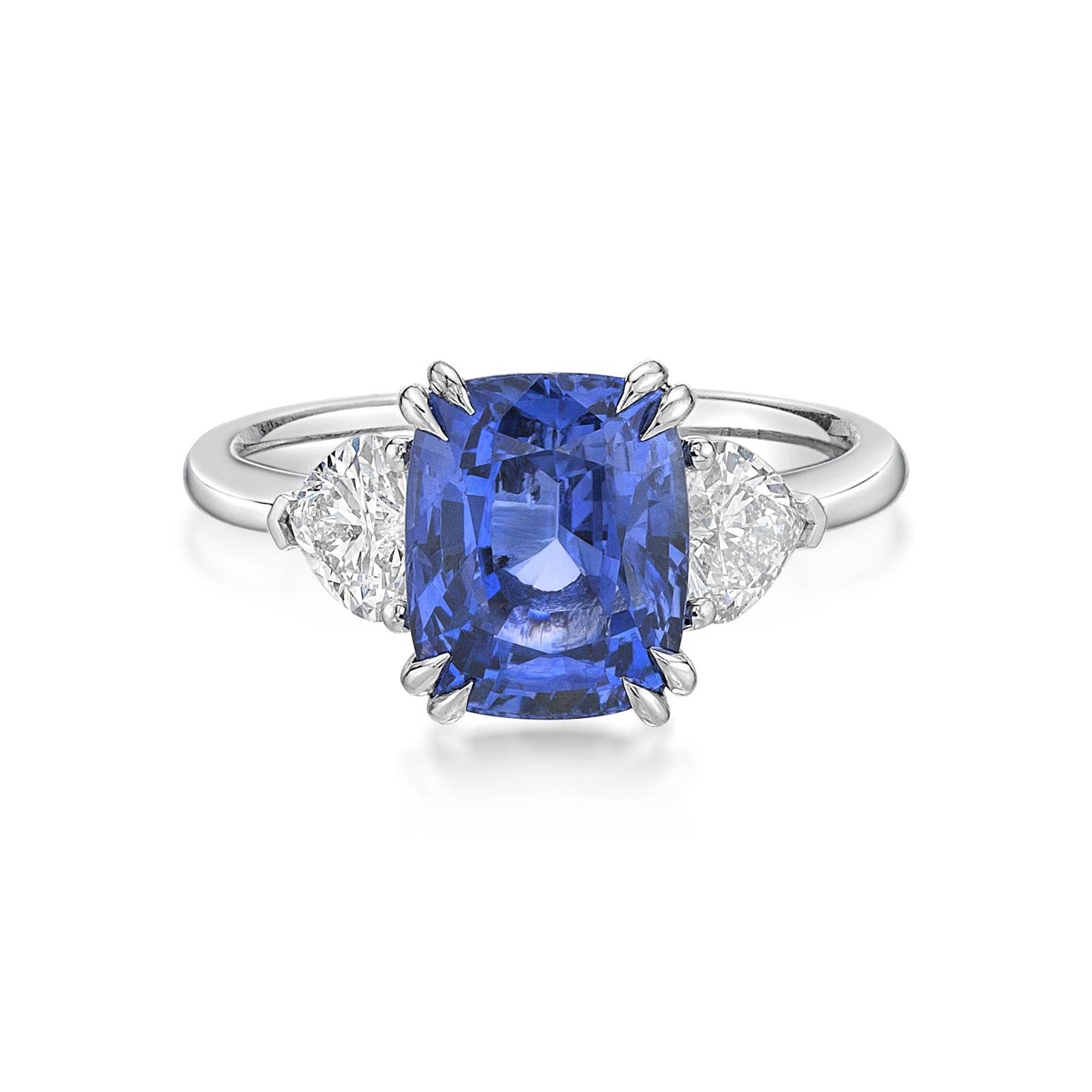 Ceylon Sapphire and Heart Shape Diamond Ring image 0