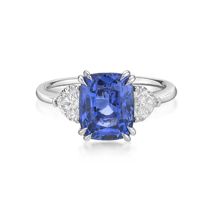 Ceylon Sapphire and Heart Shape Diamond Ring image 0