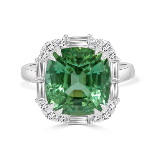Cushion Cut Green Tourmaline Dress Ring image 0