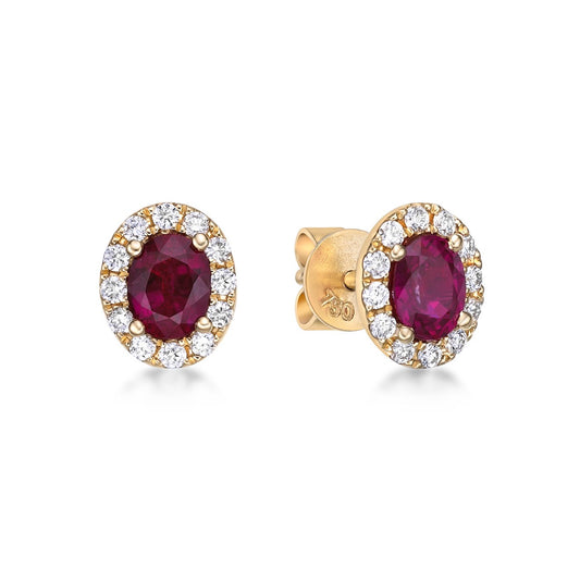 Ruby and Diamond Halo Studs image 0