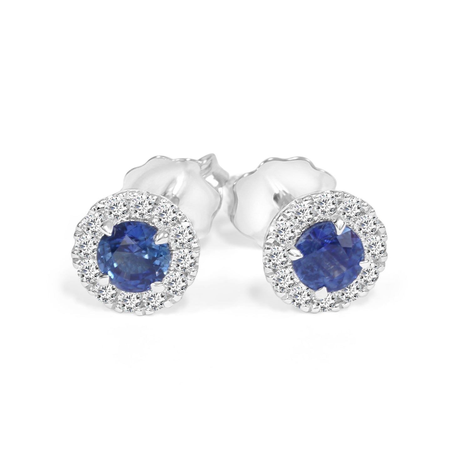 Ceylon Sapphire and Diamond Halo Earrings image 0