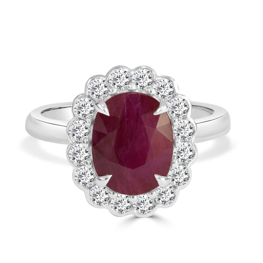 Ruby and Round Brilliant Cut Diamond Dress Ring image 0