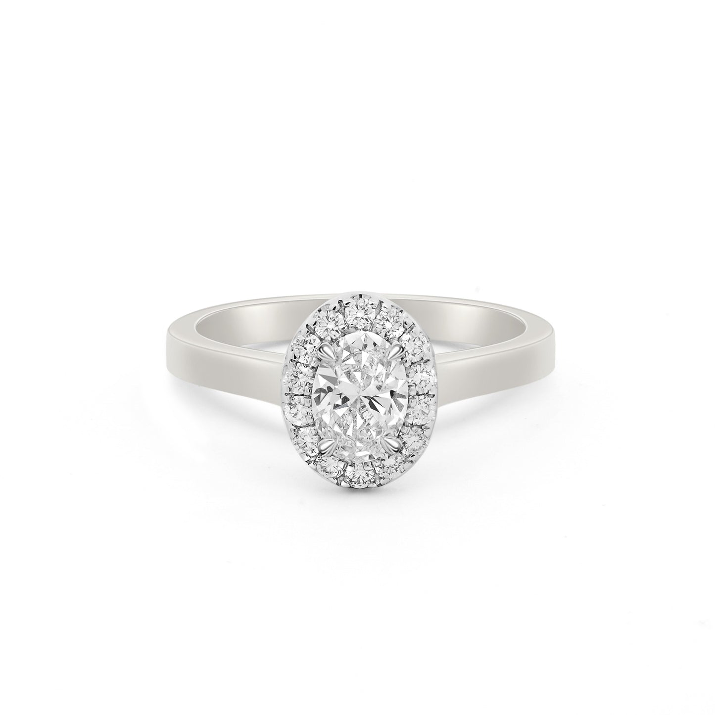 18K Oval Diamond Halo Engagement Ring image 0