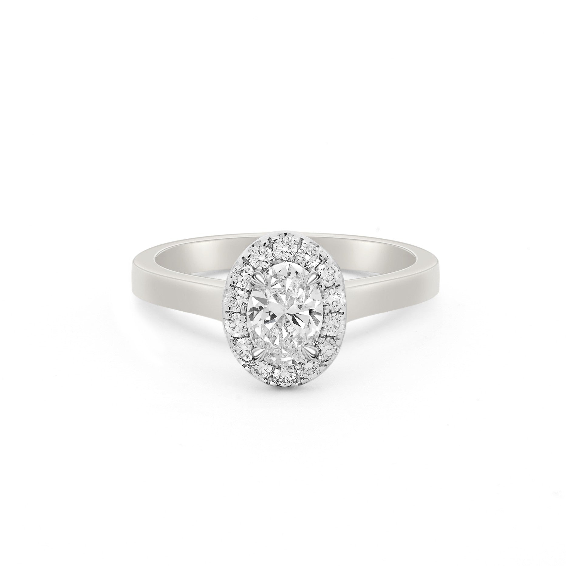 18K Oval Diamond Halo Engagement Ring image 0