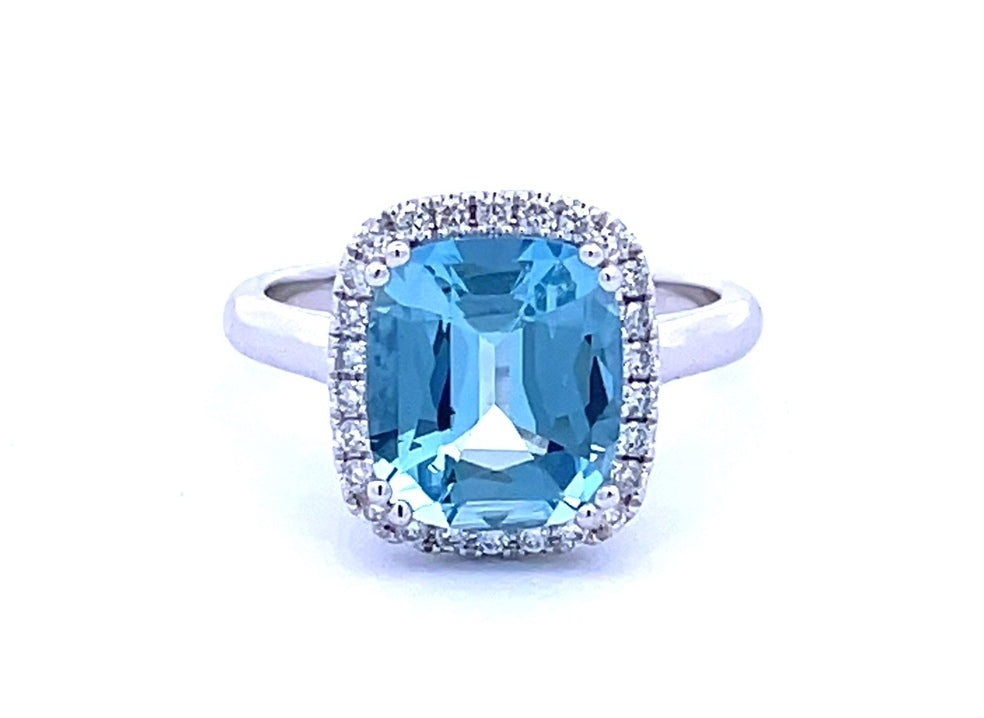 Aquamarine and Round Brilliant Cut Diamond Ring image 0