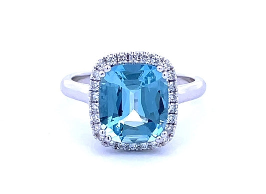 Aquamarine and Round Brilliant Cut Diamond Ring image 0