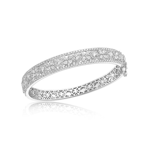 Pear and Round Brilliant Cut Diamond Bangle image 0
