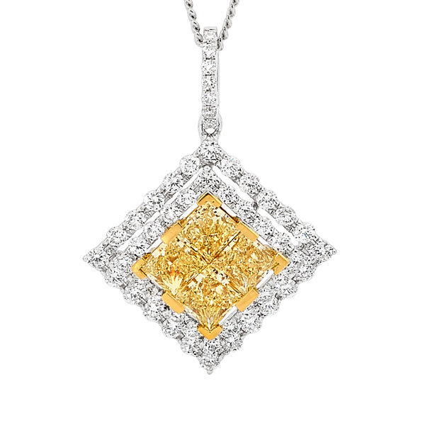 Princess Cut Yellow Diamond Pendant image 0