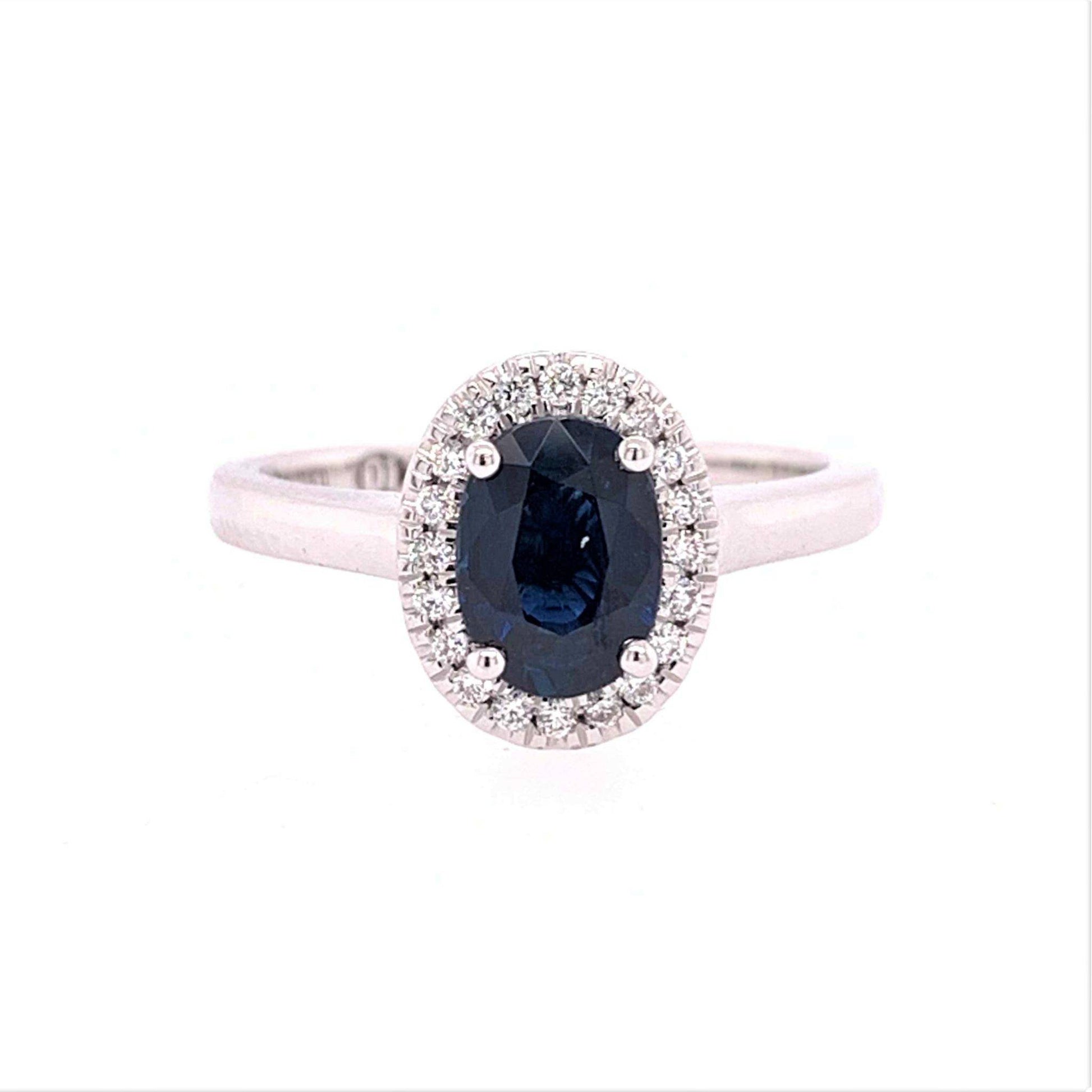 18K White Gold Sapphire & Diamond Halo image 0