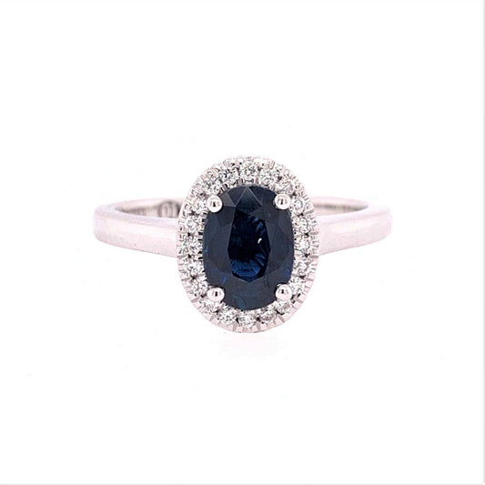18K White Gold Sapphire & Diamond Halo image 0