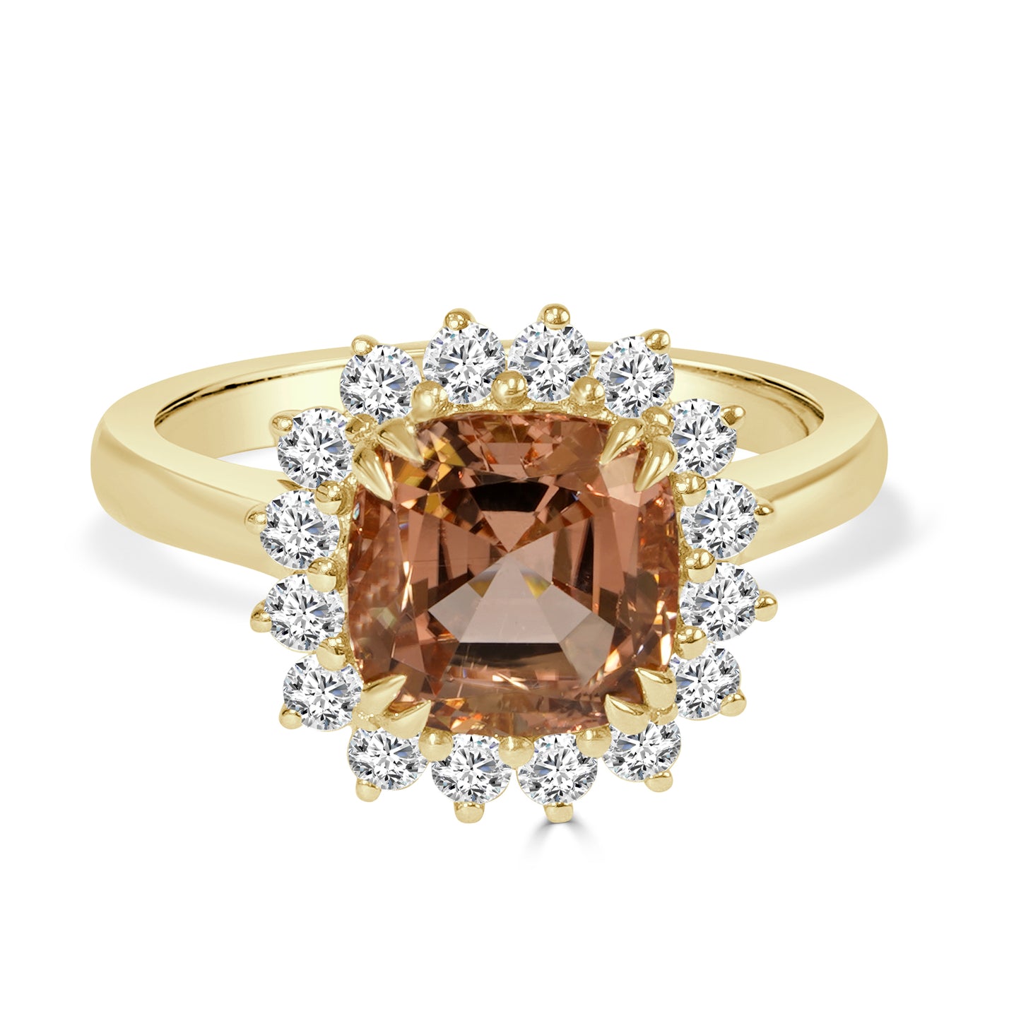 Peach Tourmaline and Diamond Dress Ring