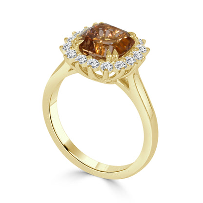 Peach Tourmaline and Diamond Dress Ring