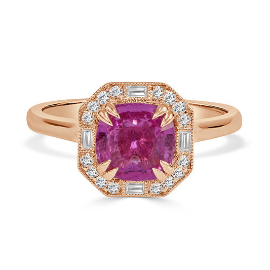 Pink Sapphire and Diamond Dress Ring