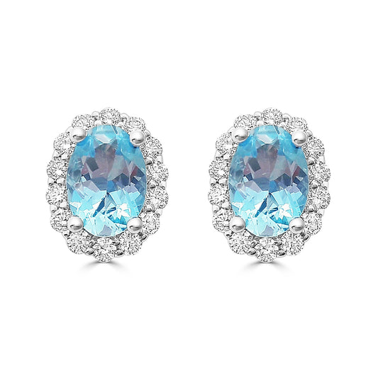 Aquamarine and Diamond Halo Earrings