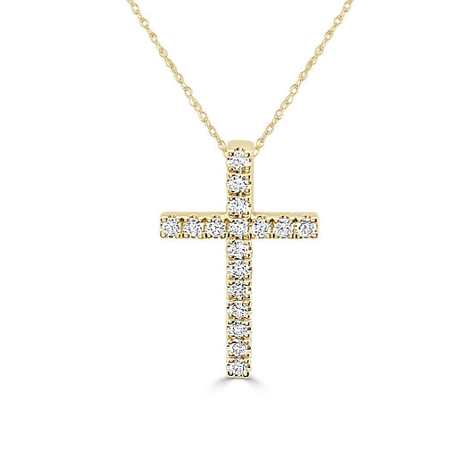 Round Brilliant Cut Diamond Cross Pendant