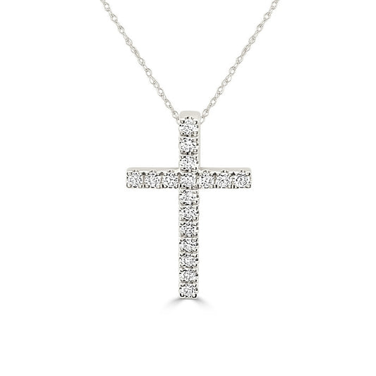 Round Brilliant Cut Diamond Cross Pendant