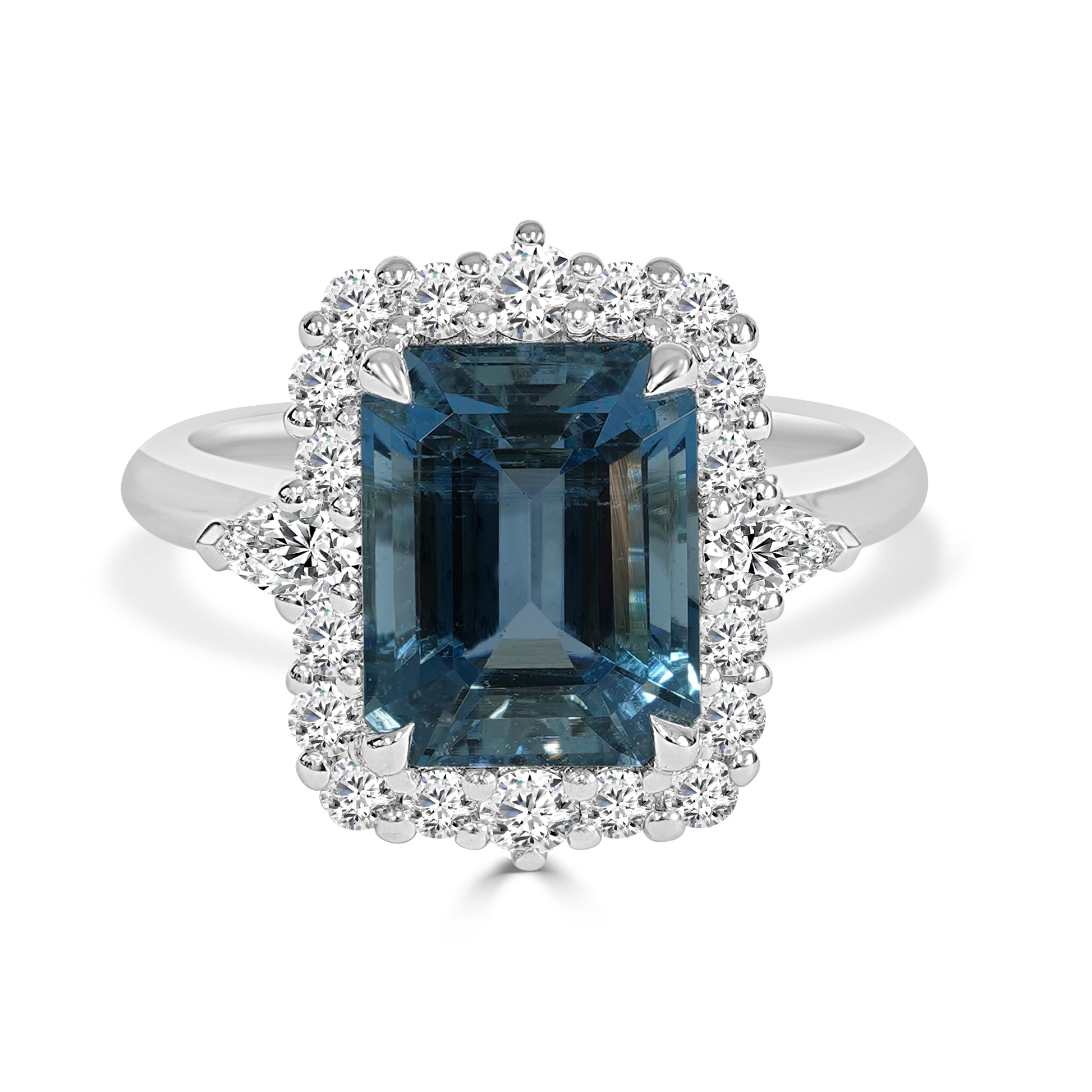 aquamarine and diamond dress ring