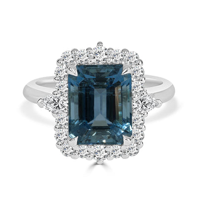 aquamarine and diamond dress ring