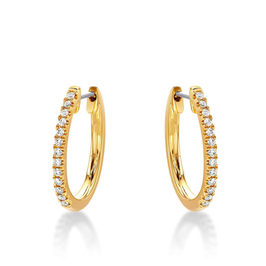 18K Round Brilliant Cut Diamond Huggie Earrings image 0