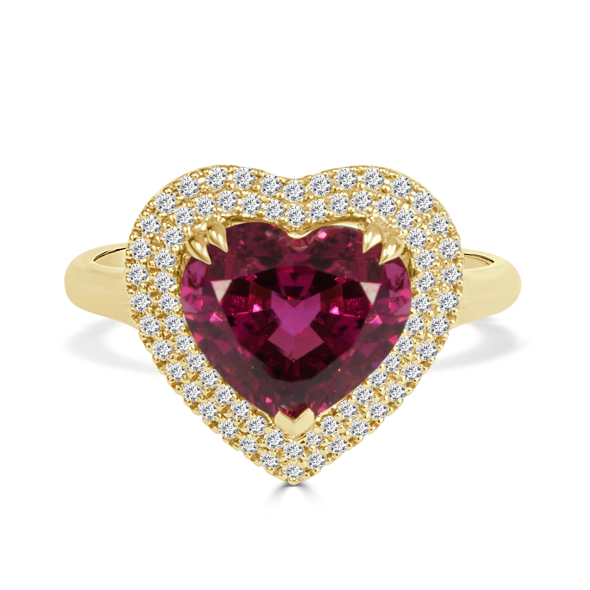 Rubellite and Round Brilliant Cut Diamond Ring image 0