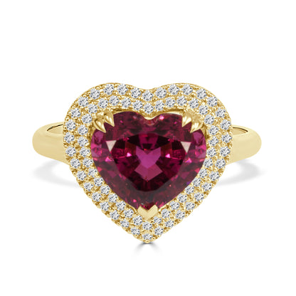 Rubellite and Round Brilliant Cut Diamond Ring image 0