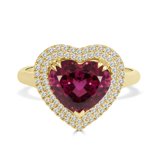 Rubellite and Round Brilliant Cut Diamond Ring image 0