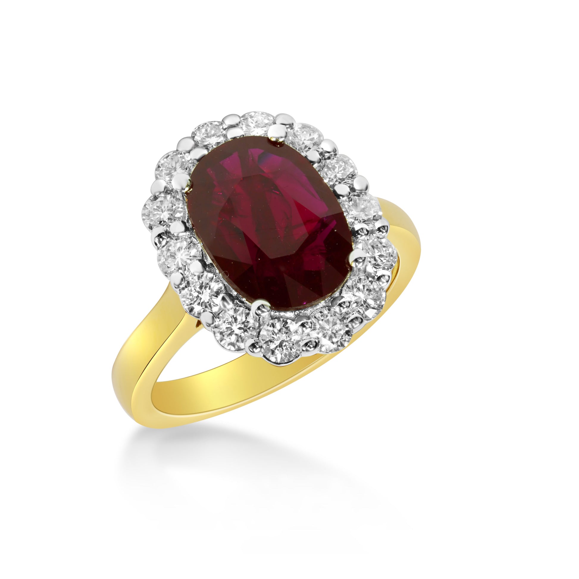 Oval Ruby and Diamond Halo Dress Ring image 1