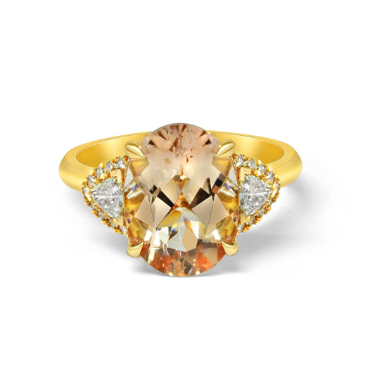 Peach Oval Morganite and Diamond Dress Ring image 0
