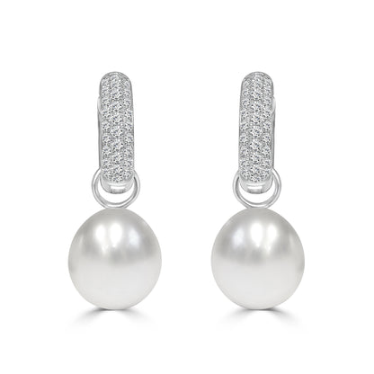 South Sea Pearl Pavé Hoops image 1