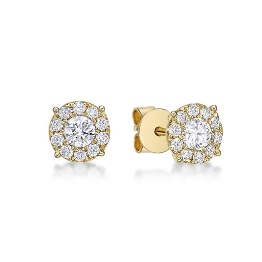 Round Brilliant Cut Diamond Halo Earrings image 0