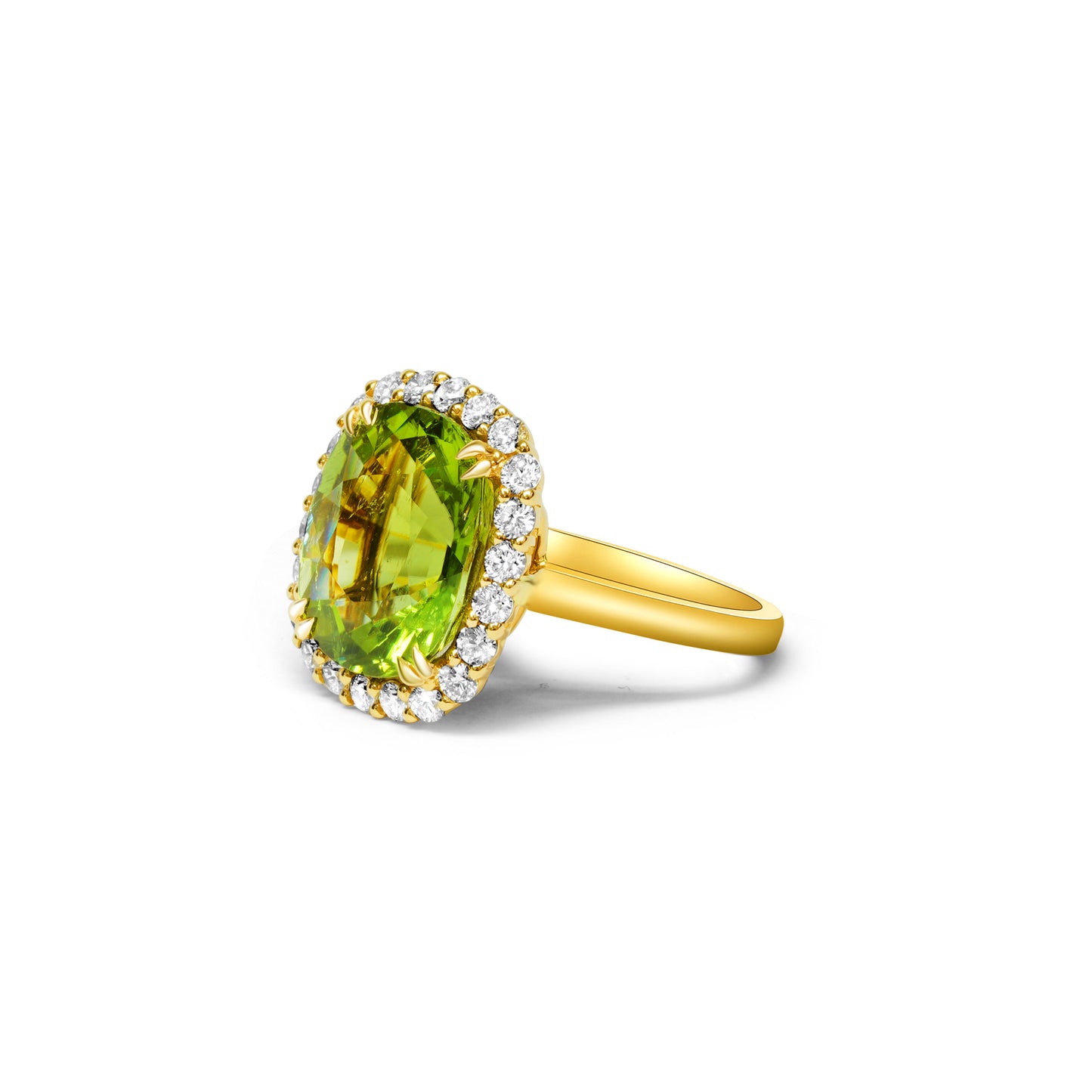 Cushion Cut Green Tourmaline and Diamond Dress Ring image 2