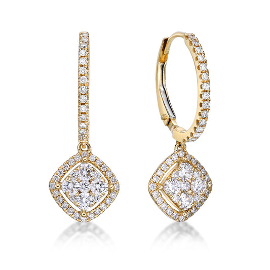 Round Brilliant Cut Diamond Cluster Halo Drop Earrings image 0