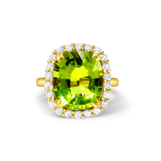 Cushion Cut Green Tourmaline and Diamond Dress Ring image 0