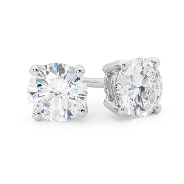 Round Brilliant Cut Diamond Stud Earrings image 1