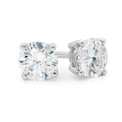 Round Brilliant Cut Diamond Stud Earrings image 1