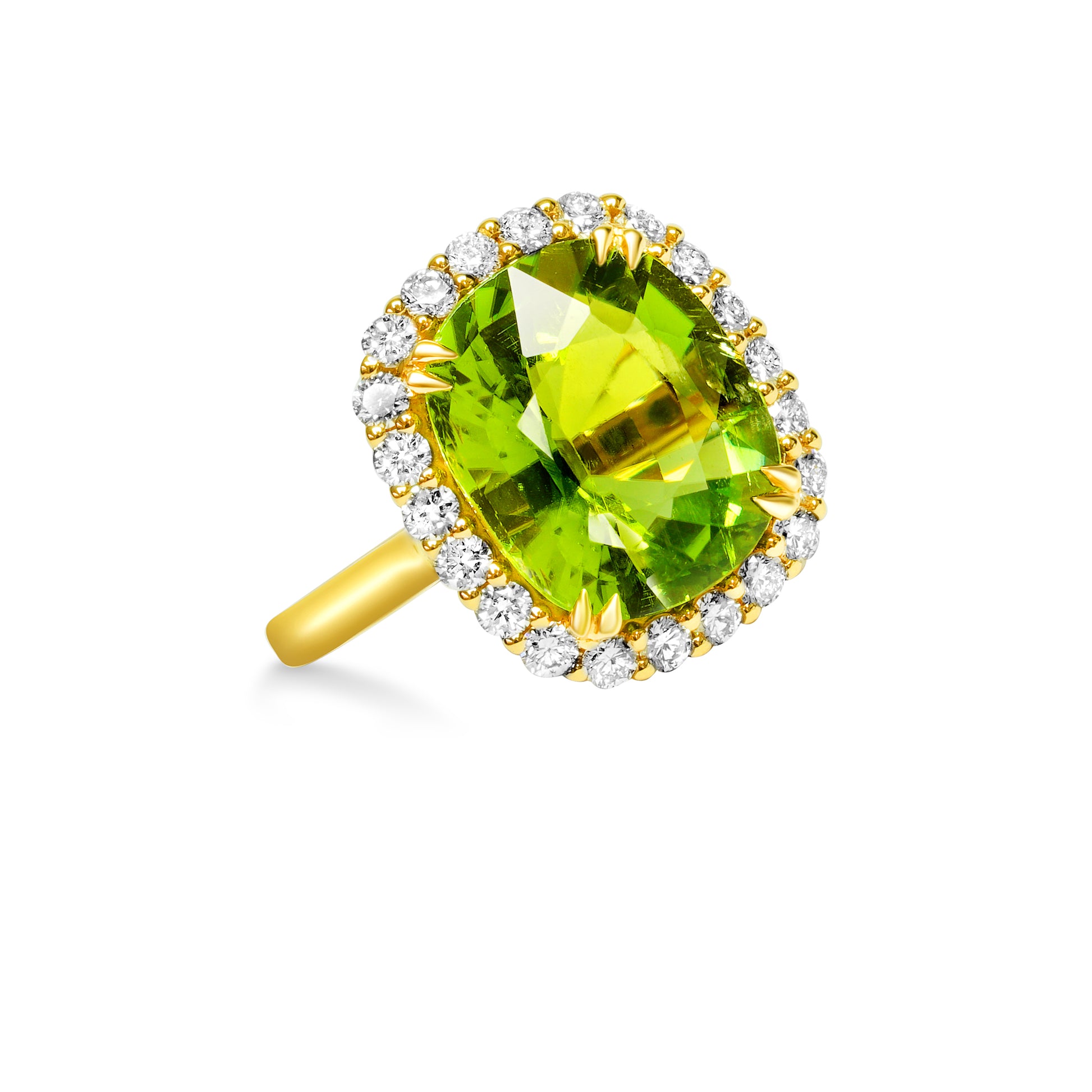 Cushion Cut Green Tourmaline and Diamond Dress Ring image 1