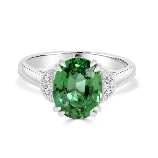 Oval Green Tourmaline and Dress Ring image 0